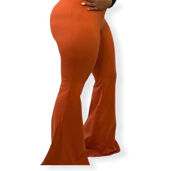 Hem & Thread Wide Leg Pull On Pants Women's Small Orange Boho Casual Stretch NEW - Picture 5 of 7